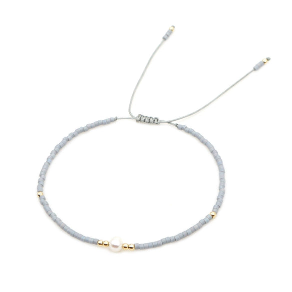 Handmade Women's All Match Bracelet With Miyuki Japanese Small Rice Beads And Natural Freshwater Pearls Geometric Pattern Hand Woven