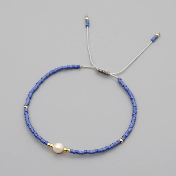 Handmade Women's All Match Bracelet With Miyuki Japanese Small Rice Beads And Natural Freshwater Pearls Geometric Pattern Hand Woven