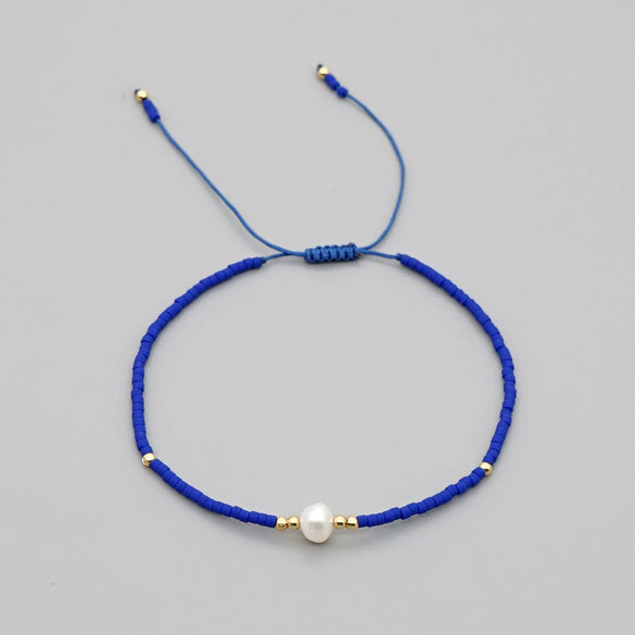 Handmade Women's All Match Bracelet With Miyuki Japanese Small Rice Beads And Natural Freshwater Pearls Geometric Pattern Hand Woven