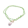 Handmade Women's Baroque Pearl And Green Agate Crystal Pendant Long Neck Collarbone Necklace With Geometric Design
