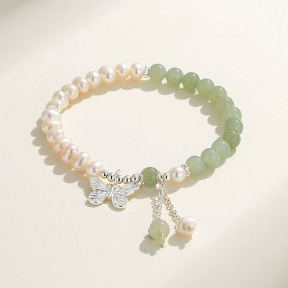 Handmade Women's Bracelet With Freshwater Pearl Southern Red Agate Aquamarine Beeswax And Rhombus Pattern