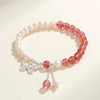 Handmade Women's Bracelet With Freshwater Pearl Southern Red Agate Aquamarine Beeswax And Rhombus Pattern