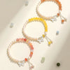 Handmade Women's Bracelet With Freshwater Pearl Southern Red Agate Aquamarine Beeswax And Rhombus Pattern