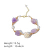 Handmade Women's Bracelet With Natural Freshwater Pearl Purple Crystal And Diamond Pattern Electroplated