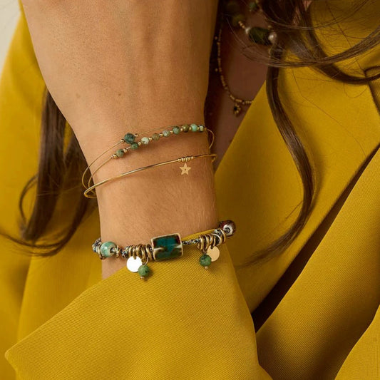 Handmade Women's Ceramic Flower Geometric Copper Plastic Bracelets With Electroplating