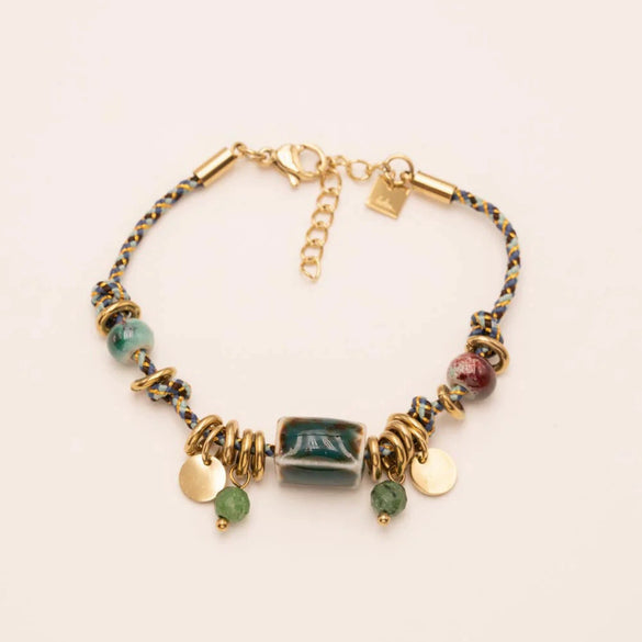Handmade Women's Ceramic Flower Geometric Copper Plastic Bracelets With Electroplating