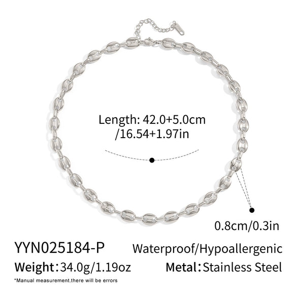 Handmade Women's Ins Simple Versatile Pig Nose Chain Necklace In Stainless Steel With Geometric Pattern And Electroplating