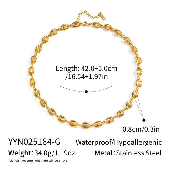 Handmade Women's Ins Simple Versatile Pig Nose Chain Necklace In Stainless Steel With Geometric Pattern And Electroplating