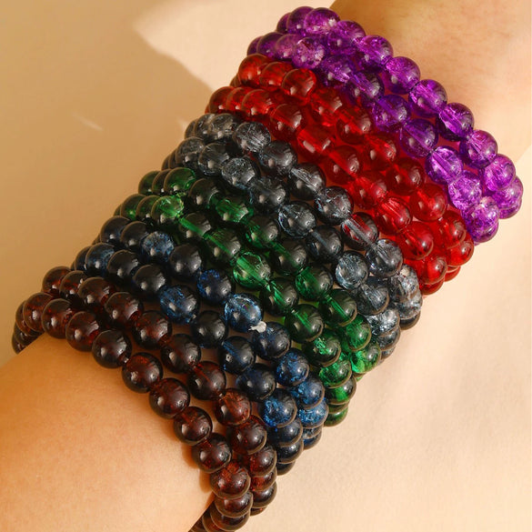 Handmade Women's Round Artificial Crystal Popcorn Bead Bracelet Simple Christmasthemed Jewelry Design