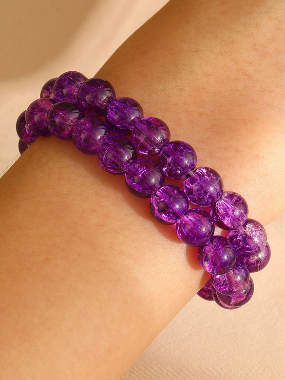 Handmade Women's Round Artificial Crystal Popcorn Bead Bracelet Simple Christmasthemed Jewelry Design