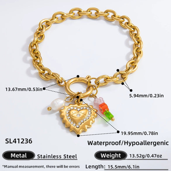Handmade Women's Stainless Steel Heart Pendant Necklace With 18K Gold Electroplated Finish