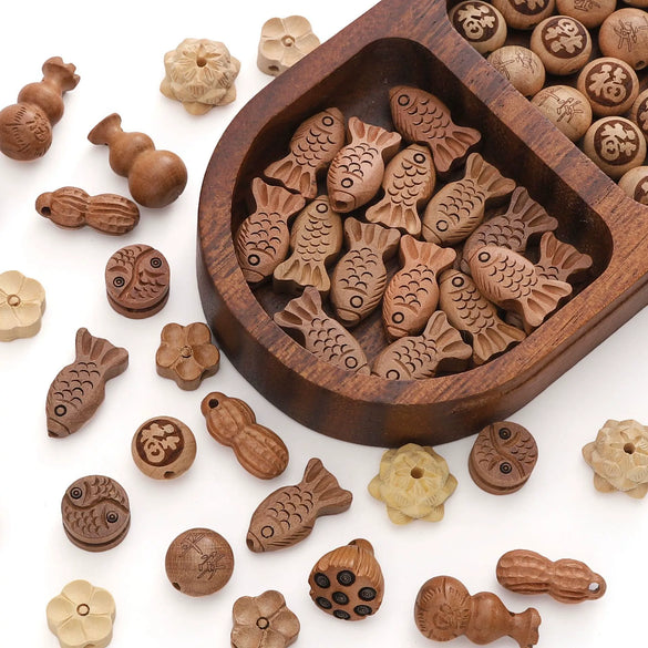 Handmade Wood Beads Gourd Pendant Mobile Phone Chain Accessories