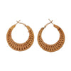 Handmade Wood Straw Rattan Geometric Women's Vacation Style Ring Earrings