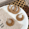 Handmade Wood Straw Rattan Geometric Women's Vacation Style Ring Earrings