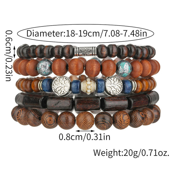 Handmade Wooden Beads Alloy Bracelets Unisex Geometric Style