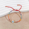 Handmade Woven Beaded Bracelet With Rainbow Miyuki Rice Beads Geometric Shape Soft Clay Hand Knitting For Girls