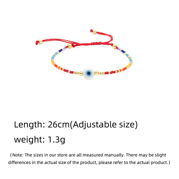 Handmade Woven Beaded Bracelet With Rainbow Miyuki Rice Beads Geometric Shape Soft Clay Hand Knitting For Girls