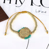 Handmade Woven Bracelet Jewelry With Crystal Copper Beads Geometric Round Gold Plated Electroplating For Women
