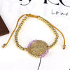 Handmade Woven Bracelet Jewelry With Crystal Copper Beads Geometric Round Gold Plated Electroplating For Women