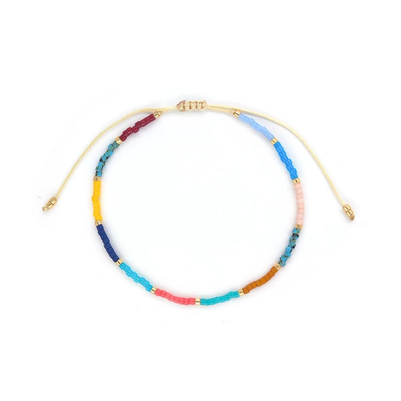 Handmade Woven Glass Glaze Miyuki Rice Beads Geometric Style Women's Bohemian Retro Bracelet