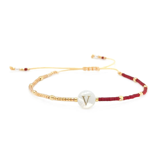 Handmade Woven Miyuki Beaded Hand Rope With Natural Shell And 26 Letter Design Geometric Metal Bracelet For Women