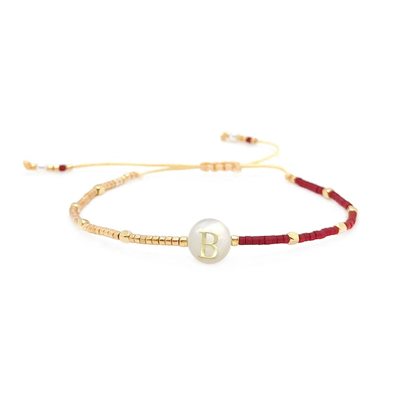 Handmade Woven Miyuki Beaded Hand Rope With Natural Shell And 26 Letter Design Geometric Metal Bracelet For Women