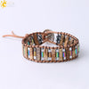 Handmade Woven Natural Stone Beaded Wrap Bracelet With Copper Alloy Accessories Long Square Minimalist Bracelet For Women