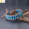 Handmade Woven Natural Stone Beaded Wrap Bracelet With Copper Alloy Accessories Long Square Minimalist Bracelet For Women