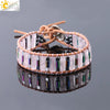 Handmade Woven Natural Stone Beaded Wrap Bracelet With Copper Alloy Accessories Long Square Minimalist Bracelet For Women