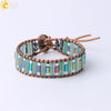 Handmade Woven Natural Stone Beaded Wrap Bracelet With Copper Alloy Accessories Long Square Minimalist Bracelet For Women