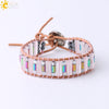 Handmade Woven Natural Stone Beaded Wrap Bracelet With Copper Alloy Accessories Long Square Minimalist Bracelet For Women