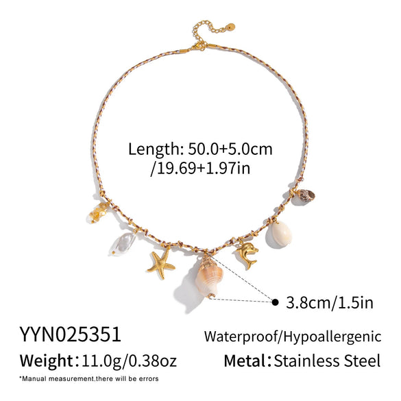 Handmade Woven Rope Chain 18K Real Gold Plated Animal Zodiac Heart Shaped Necklace Choker For Women