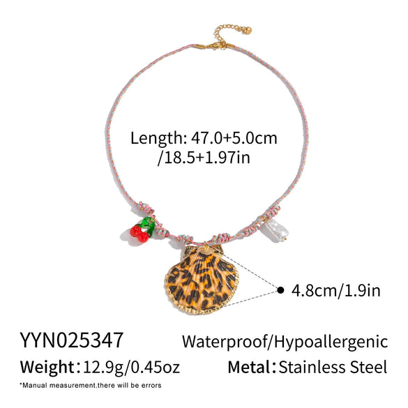 Handmade Woven Rope Chain 18K Real Gold Plated Animal Zodiac Heart Shaped Necklace Choker For Women