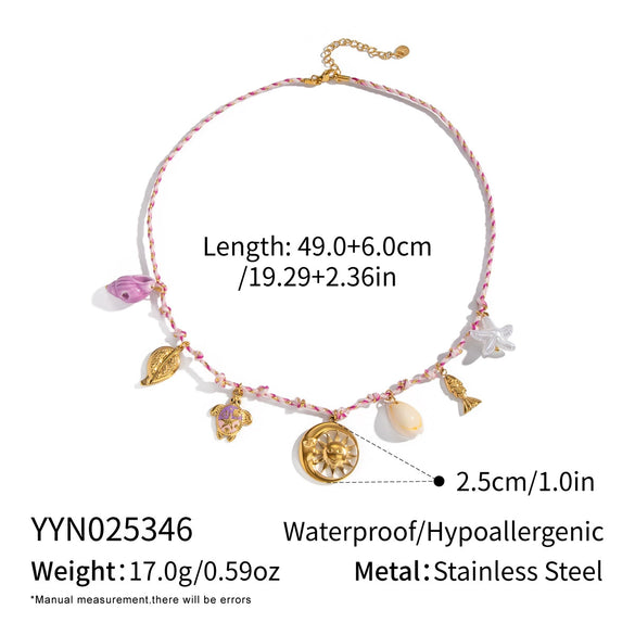 Handmade Woven Rope Chain 18K Real Gold Plated Animal Zodiac Heart Shaped Necklace Choker For Women