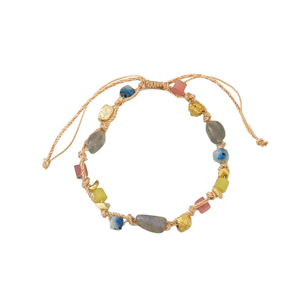 Handmade Woven Rope Necklace With Natural Stone Tassel And Beaded Geometric Pattern Lapis Lazuli Egg Yolk Stone Tiger Stone Copper Women's Highend Sweater Chain