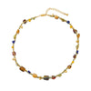 Handmade Woven Rope Necklace With Natural Stone Tassel And Beaded Geometric Pattern Lapis Lazuli Egg Yolk Stone Tiger Stone Copper Women's Highend Sweater Chain