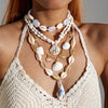 Handmade Woven Shell Conch Necklace Bohemian Beach Style Geometric Pattern For Women