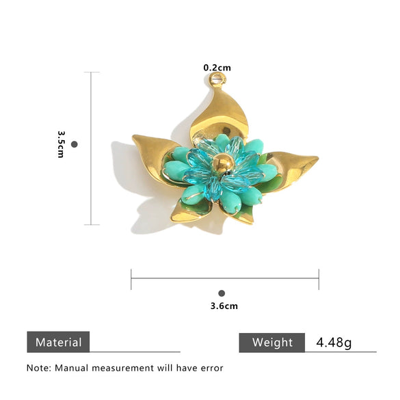 Handwoven Bead Flower Stainless Steel Pendant Accessories Flower Shape Electroplated