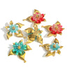 Handwoven Bead Flower Stainless Steel Pendant Accessories Flower Shape Electroplated