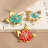 Handwoven Bead Flower Stainless Steel Pendant Accessories Flower Shape Electroplated