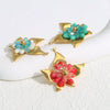 Handwoven Bead Flower Stainless Steel Pendant Accessories Flower Shape Electroplated