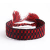 Handwoven Cord Bracelet With Embroidery And Tassel