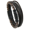 Handwoven Geometric Vintage Alloy And Leather Men's Magnetic Buckle Bracelet
