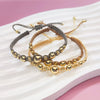 Handwoven Glass And Glaze Beaded Bracelet Jewelry With Geometric Pattern And 18K Copper Goldplated