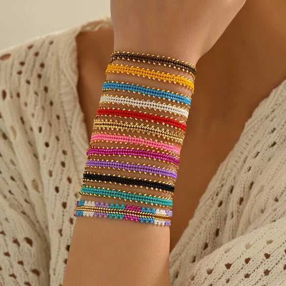 Handwoven Glass Glazed Beads Unisex Bracelet