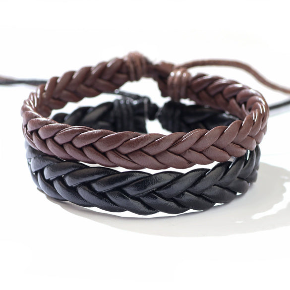 Handwoven Leather Bracelet Geometric Style Unisex