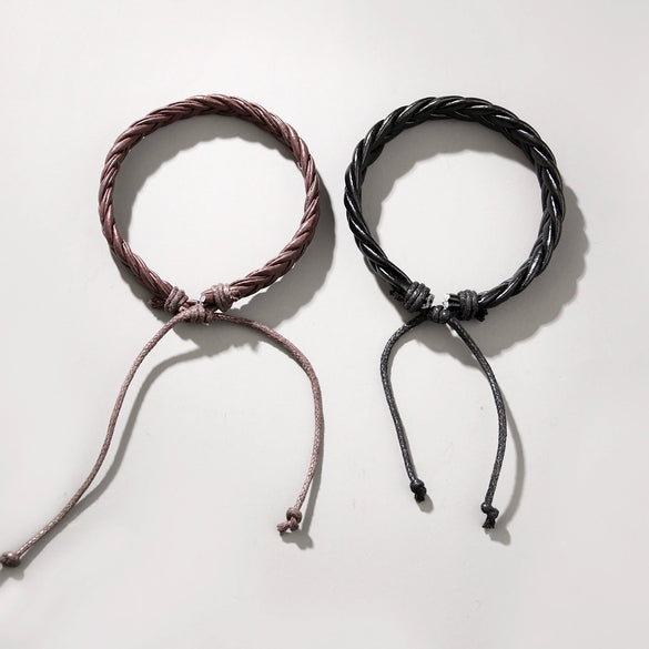 Handwoven Leather Bracelet Geometric Style Unisex