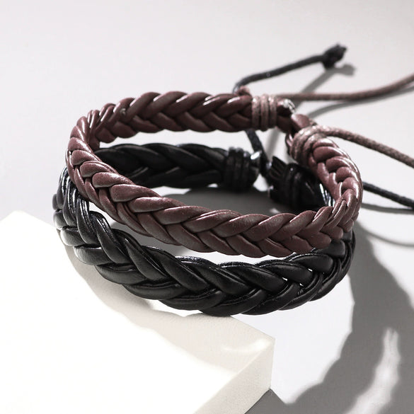 Handwoven Leather Bracelet Geometric Style Unisex