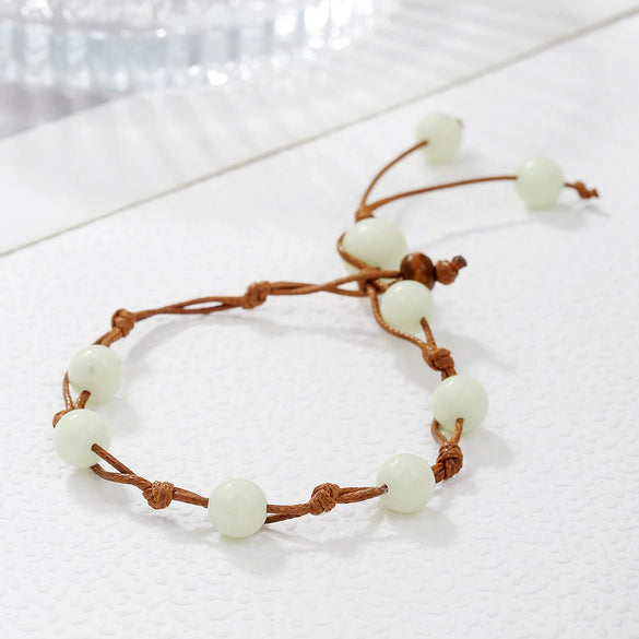 Handwoven Luminous Bohemian Style Bracelet Anklet With Rice Beads Alloy And Geometric Fivepointed Star For Women