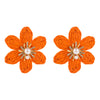 Handwoven Raffia Flower Alloy Diamond Pearl Stud Earrings For Women